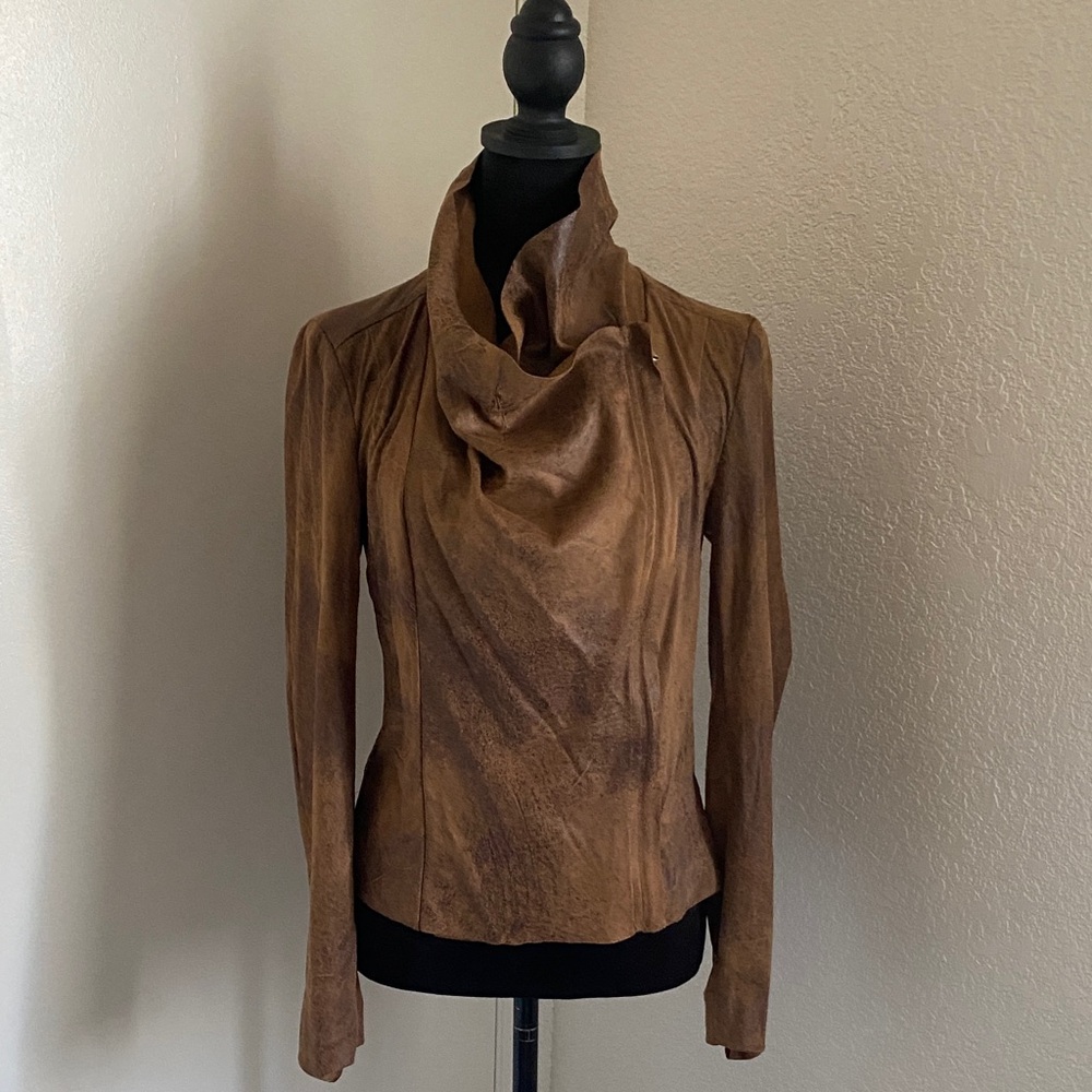 Silence + Noise Tan Cowl Neck Jacket